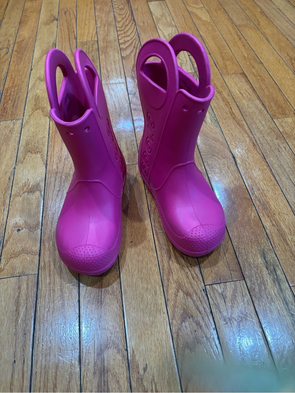 CROCS Kids Bright Pink Pull-On Rain Boots